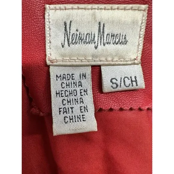 Vintage Neiman Marcus Women Small Blazer Red Leather 1 Button - Picture 2 of 11